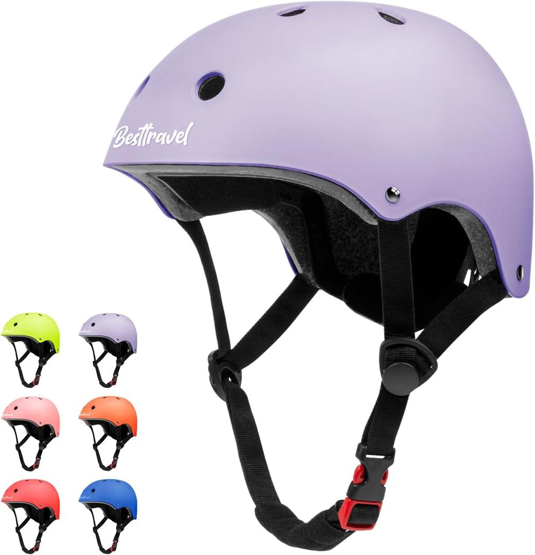 Kids Helmet, Toddler Adjustable Kids Ages 3-8 Years Old Boys Girls Multi-Sports Safety (Purple)
