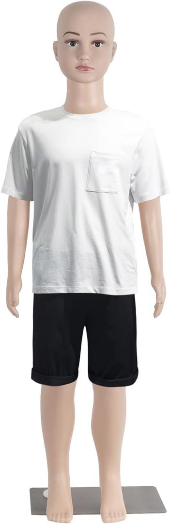 43.3" Height Child Mannequin Full Body Realistic Adjustable Detachable Manikin Display Head Turns Dress Form W/Metal Base, Gender-Neutral