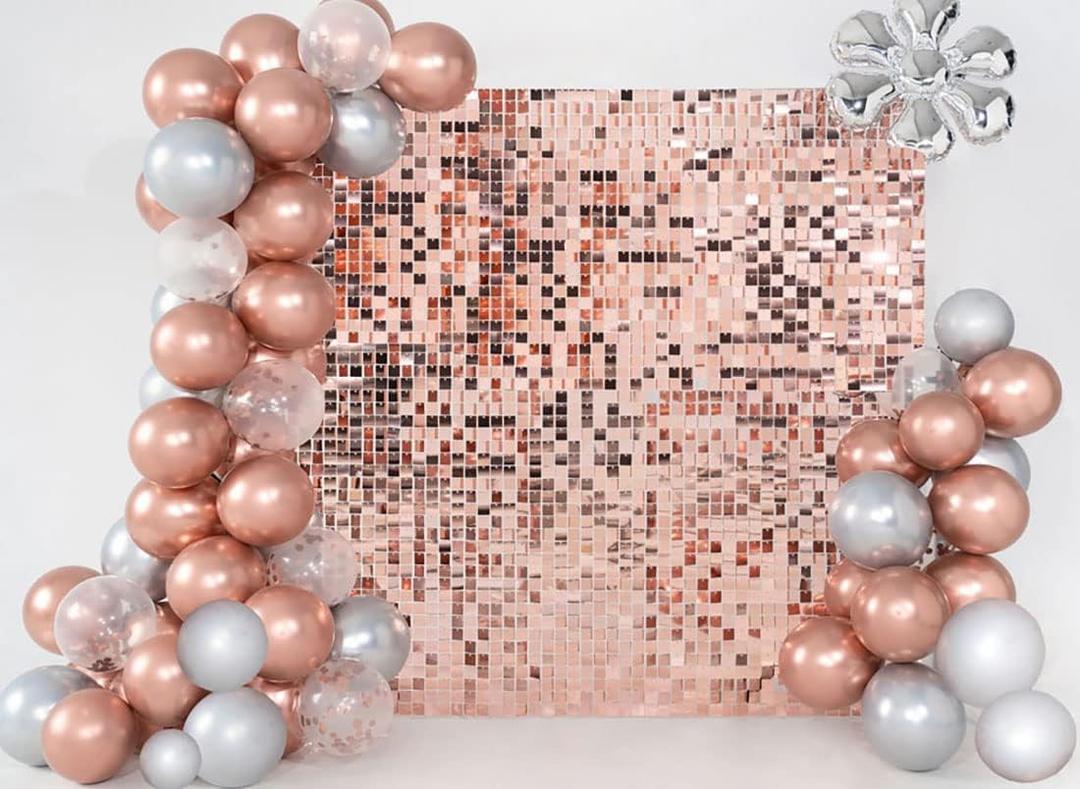 Kate Square Rose Gold Sequin Panels 36PCS for 6FTX6FT Shimmer Wall Backdrop Decoration Birthday Wall
