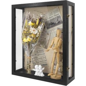 16x20x6 Extra Deep Shadow Box Large with 3 Removable Panels,Black
