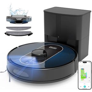 Robot Vacuum and Mop Combo, 6000Pa Robotic Vacuum with Mapping, Self-Emptying Station for 90 Days Hands-Free, LiDAR Navigation, Wi-Fi/App/Alexa Voice Control, for Carpets & Hard Floors