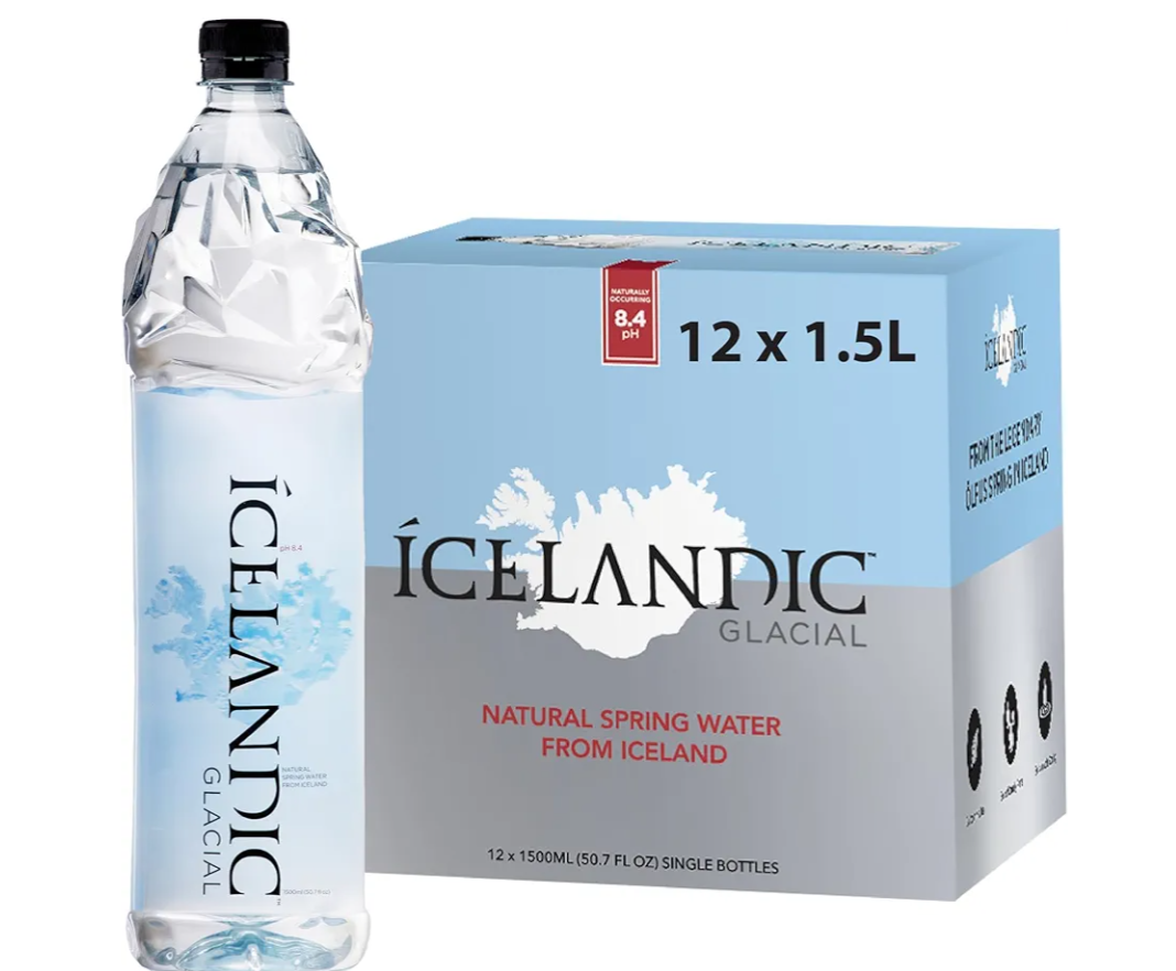 Icelandic Glacial Natural Spring Alkaline Water, 50.7 Fl Oz (Pack of 12), Best Before: 12/JUN/2027