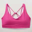 RUNNING GIRL Sports Bras for Women, Medium-High Impact Running Strappy Sports Bra with Removable Pads (Large, Pink)