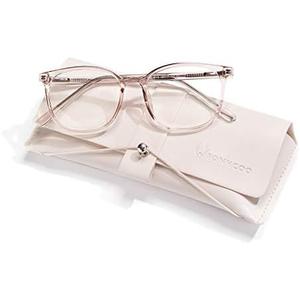 FONHCOO Blue Light Blocking Glasses Fashion Round TR90 Frame Transparent Eyewear Anti UV Computer Glasses for Women Men