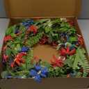 J'FLORU 4th of July Wreath 22 Inch Independence Day Wreath Red White Blue Patriotic Wreaths for Front Door with Red White Blue Daisies for July Fourth Memorial Day Flay Day Decor