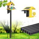 Bird House Stand - 103" Adjustable Bluebird House Pole Outdoor,5-Prong Windproof Stake,with Mounting Bracket - Heavy Duty 1'' Bird Feeder Pole Tall Post for Bluebird House,Bird Buddy,Weather Station