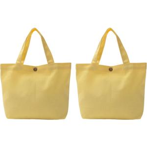 PATIKIL Canvas Tote Bag for Women Small Canvas Bag with Button Cotton Sturdy Reusable Lunch Tote Bag for Vinyl Dye HTV Gifts (Yellow)