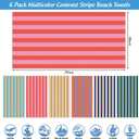 FYSUIMU 6Pcs Multicolored Stripe Oversized Beach Towels Absorbent Bath Pool Towels Turkish Style Towel for Summer Travel Swimming Bathroom Shower Supplies, 74 x 38 Inch