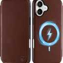SHIELDON Wallet Case for iPhone 16 Plus 6.7", Genuine Leather Slim RFID Blocking Credit Card Holder Magnetic Shockproof Case Wireless Charging Compatible with iPhone 16 Plus 2024 - Retro Coffee