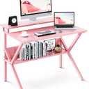 ODK Small Desk, 27.5 Inch Computer Desk for Small Spaces, Study Desk with Storage & Monitor Stand, Pink