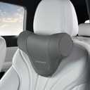 Coverado Car Headrest Pillow, Ergonomic Memory Foam Car Neck Pillow for Driving Seat with Adjustable Strap, Soft PU Leather Breathable Removable Cover Neck Support for Neck Pain Relief - Gray