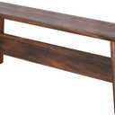 Rustic Wood Bench Indoor, Narrow Farmhouse Style Entry Bench,Skinny and Noodle Bench Dark Brown