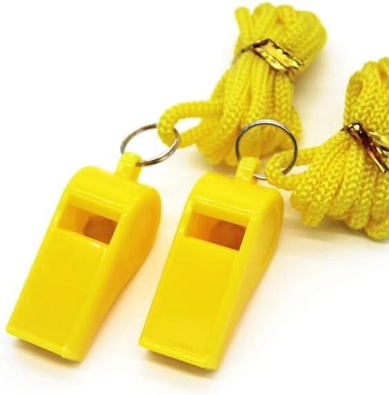 Kole Imports Whistles 2 Pack Plastic Sports  Loud Safety Whistles with Lanyard for Coaches, Referees, Teachers, Outdoor Hiking, Camping & Emergency Use