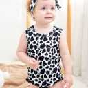 UNICOMIDEA 0-24 Months Baby Floral Romper Infant Playsuits Headband Jumpsuit Toddlers Outfits (White)