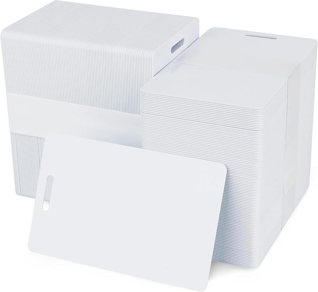 Pack of 500 White CR80 PVC Cards with Slot Punch on Short Side | 30 mil by easyIDea