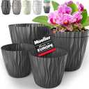 Mueller European-Made 5/1 Plant Pots 6/7.5/9.2" - Flower Pots Set with Inner Drainage for Indoor and Outdoor Use, Modern Decorative Planters for Plants, Flowers, and Herbs - Grey