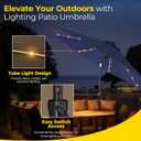 Tempera Solar Patio Umbrella 40 LED Lighted Outdoor Umbrella Table Market Umbrella with Push Button Tilt and Crank, Solar Umbrella with Sturdy Pole&Fade Resistant Canopy, Easy to Set