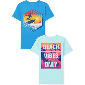 The Children's PlaceThe Children's Place Boys Short Sleeve Graphic T- Shirt 2-PackSurfer/ Beach Vibes OnlySmall (5/ 6)