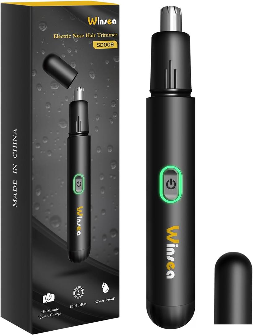 Winsea Precision Nose Hair Trimmer  360 Safe & Efficient Electric Trimming, USB Rechargeable, Waterproof, for Nose, Ear, Eyebrows, and Beard Grooming
