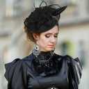 Zinniday Kentucky Fascinators Hats for Women - Vintage Tea Party Outfit Headband Church Derby Hat for Women (9.64x7.87inch) (Black)