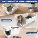 Ixaro XXL Enclosed Stainless Steel Litter Box with Lid, High Sided Metal Litter Pan Large with Litter Catch Step & Walkway Entry,Top Filter Holds Activated Carbon, Dual Odor Control,Easy to Clean