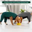 Kuoser Dog Recovery Suit, Anti Licking Dogs Rear Leg Sleeve, Abdominal Dog Surgical Suit with Dog Pants Cover Protect Wounds, Dogs Elbow Protector Soft Pet Surgery Onesie Cone Alternative, Green, XL