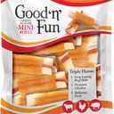 Good 'n' Fun Triple Flavor Mini Rolls, 8 Ounce, Treat Your Small Dog to a Long-Lasting Rawhide Chews