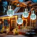 GIGALUMI 12 Pack Solar Outdoor Lights, Solar Hanging Lights for Christmas Decoration-Cracked Glass Solar Lights Outdoor Waterproof for Garden, Yard, Fence, Tree(Cold White)