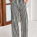 PRETTYGARDEN Women's Wide Leg Lounge Pants Spring Summer Drawstring Elastic Waist Comfy Striped Pajama Bottoms Trendy Clothes (S)