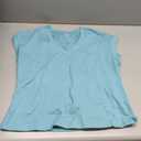 GKBK Womens Cotton Tops Cap Short Sleeve Crop V Neck T Shirts Boxy Casual Basic Spring Summer Tee (Blue, M)