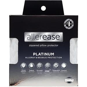 AllerEase Platinum Allergy Defense Particles Proof Temperatur Balancing Luxurious Plush Fabric Machine Washable Bedbug Bite Proof Durable Zippered Pillow Protector, Standard/Queen Size, White (Standard/Queen)