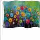 Yekiua Flowers Flag 3X5 Outdoor Abstract Watercolor Spring Seasonal Nature Floral Rainbow Double Sided Flags All Weather Long Lasting With 2 Brass Grommets Yellow Red Green (Multicolor-A1009)