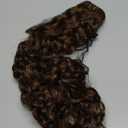 REECHO Curly Hair Extensions - 4PCS 18" GoGo Curly Clip in Hair Extensions 100% Super Protein Hairpieces with Invisible Lace Weft Silky Natural Look for Women - Chocolate Brown with Golden Highlights