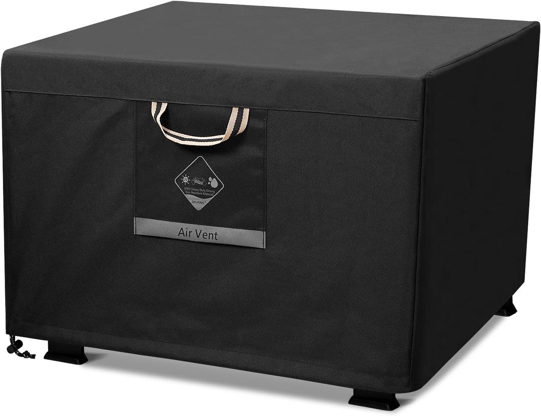 QH.HOME Fire Pit Cover Square, 28 inch Firepit Covers,Heavy Duty Fabric 100% Waterproof, Fits Outdoor for 25inch,27 inch,28 inch Square, Fireplace Cover,Gas Fire Pit Cover (28L x 28W x 24H,Black)