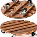 HOHY 2-Pack 12" Plant Caddy Plant Stand with Wheels Heavy Duty Wood Rolling Plant Stand with 2 360 Lockable Wheels,Indoor Outdoor Plant Roller for Large Planters, Flower Pot, Patio