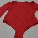 QINSEN Women's Sexy Square Neck Bodysuit Long Sleeve Double Lined Shirt Tops XL