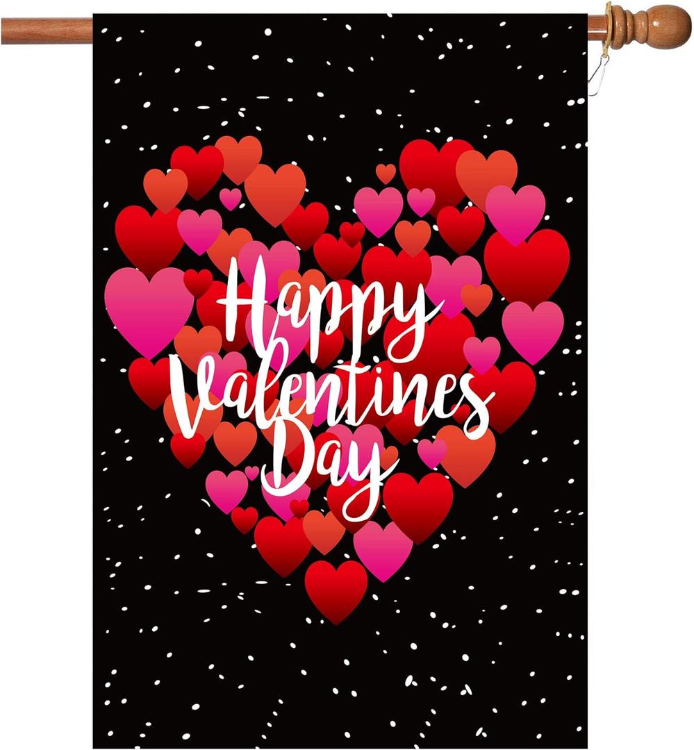 4 x Valentine's Day Flag,28x40 Inch Valentine's Heart Garden Flag Valentine Flags for Your Valentine's Day Decoration (Red)