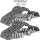 HOUSE DAY Velvet Skirt Hangers 24 Pack, Gray Hangers with Adjustable Clips, Space Saving Slim Velvet Pant Hanger, Heavy Duty Non Slip Clip Hanger for Pants, Skirts, Shorts