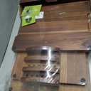 Acacia Wood Cutting Board Set of 3 with Holder, Juice Grooves & Built-in Handles - Durable, Wooden Cutting Boards for Kitchen, Perfect for Chopping, Food Prep and Serving as a Charcuterie, 17"x12", 15"x11", and 13"x10" Sizes and 0.8" thickness for all the boards