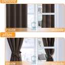 Hiasan Blackout Curtains for Bedroom, 38 x 63 Inches Length - Thermal Insulated & Light Blocking Window Curtains for Living Room, 2 Drape Panels Sewn with Tiebacks, Brown