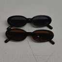Sunglasses Womens Retro Oval Sunglasses for Women Men Fashion Small Oval Sun Glasses 90s Vintage Driving Shades (A1 Black+leopard Frame-brown Lens)