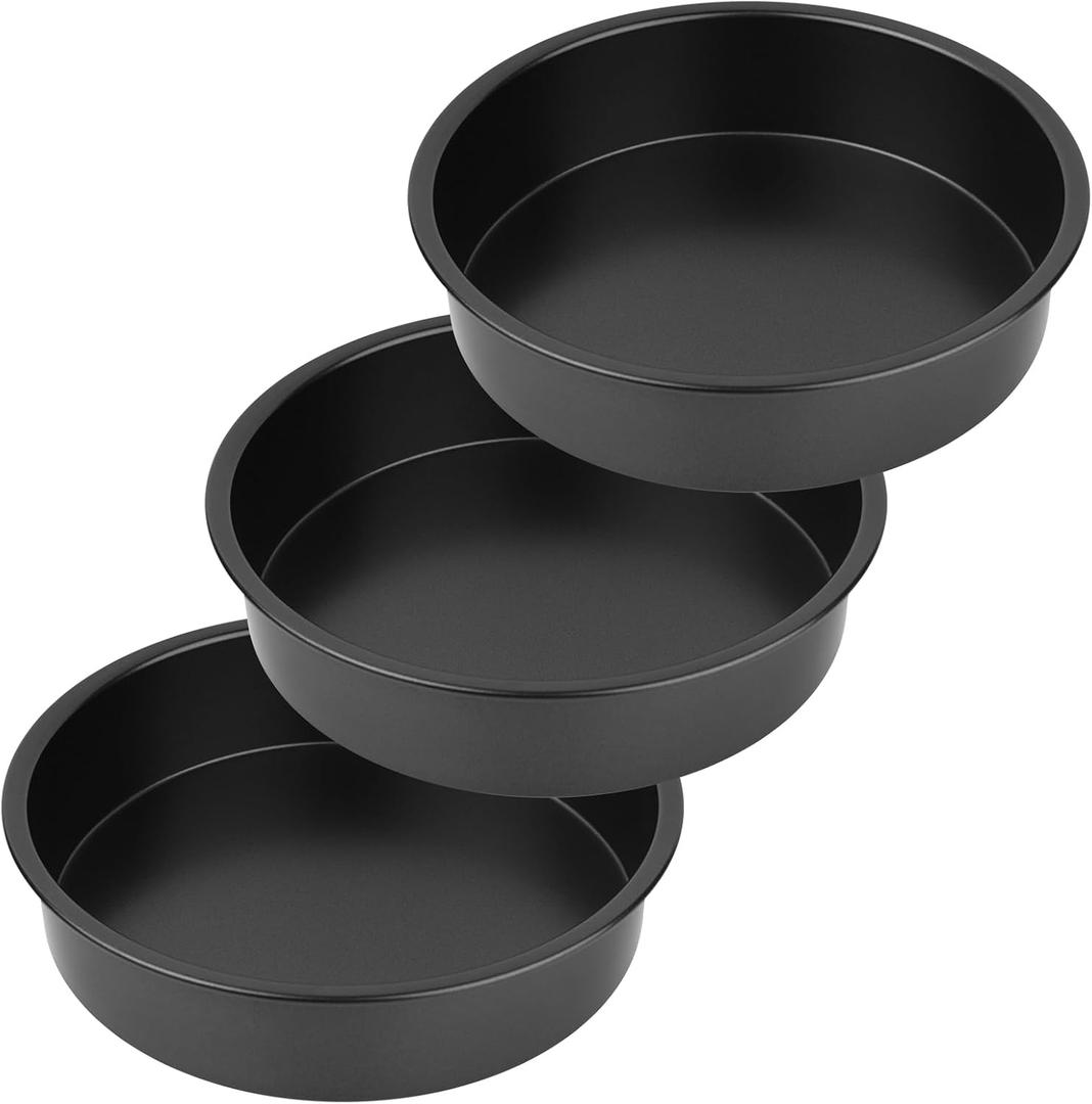 8 Round Cake Pans - 3PCS Nonstick Round Baking Cake Pan, Mold,Dish, Flan, Tin, Carbon Steel Baking Set, Essential Bakeware