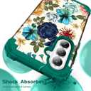 Hocase for Galaxy S26 Case, Shockproof Heavy Duty Protection Soft Silicone Rubber Bumper+Hard Plastic Hybrid Protective Case for Samsung Galaxy S26 5G (6.3") 2026 - Teal Flowers