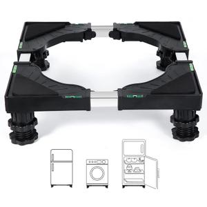 Nefish Mini Fridge Stand Universal Raised Base Adjustable Refrigerator Stands with 4 Strong Feet Washing Machine Pedestal Multi-Functional Bases for Dryer (Black)