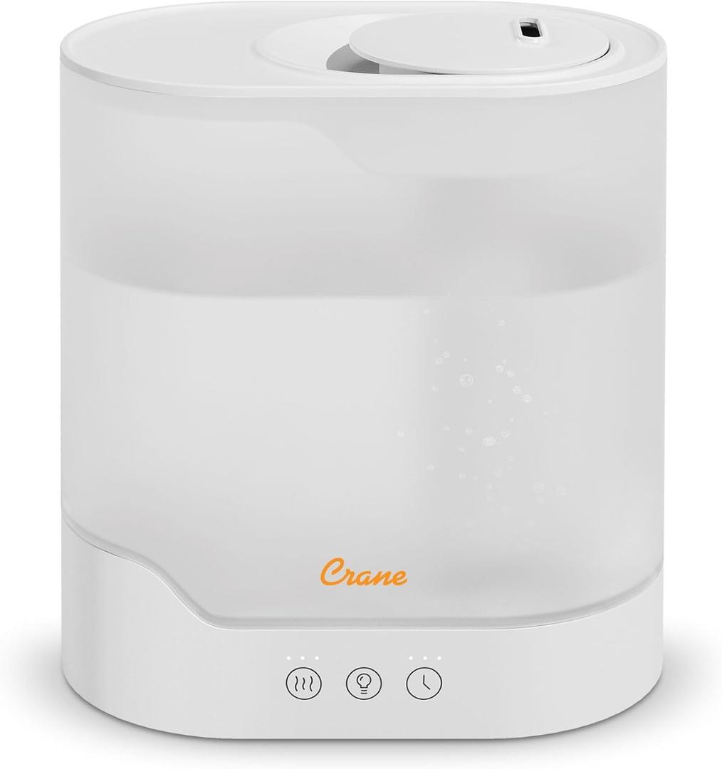 Crane 0.7 Gallon Top Fill Cool Mist Humidifier and Aroma Diffuser, with Color-Changing Night Light and Aroma Diffuser Function, Humidifier For Bedroom, Office or Nursery