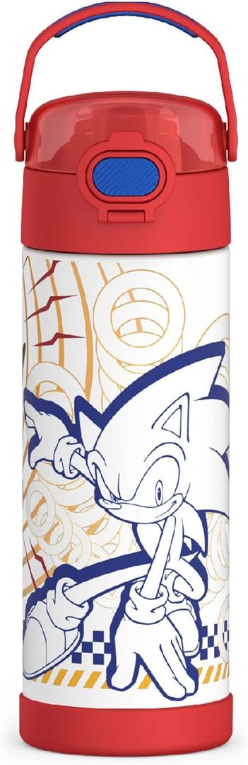 THERMOS FUNTAINER 16 Ounce Stainless Steel Vacuum Insulated Bottle with Wide Spout Lid, Sonic