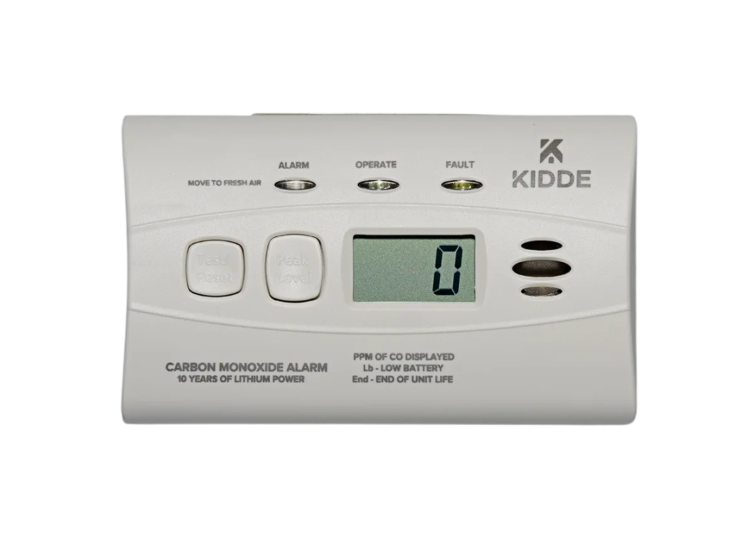 Kidde Carbon Monoxide Detector with 10-Year Battery, Digital Display, 3 LEDs, Replacement Indicator, Peak Level Memory