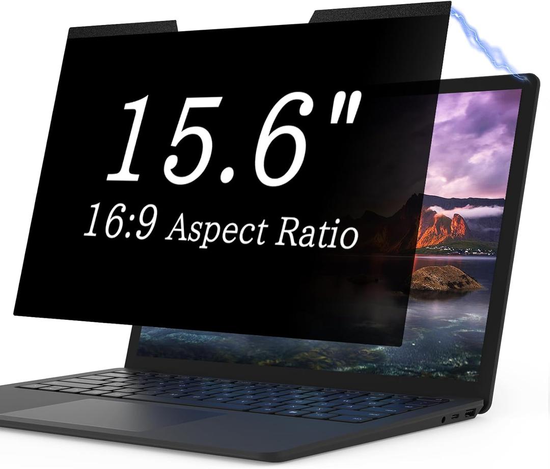 Magnetic Laptop Privacy Screen 15.6 Inch for 16:9 Computer Monitor, Removable 15.6 Anti Glare Protector Blue Light Filter Shield Compatible with HP Dell Xps Acer Asus Samsung Lenovo ThinkPad Envy