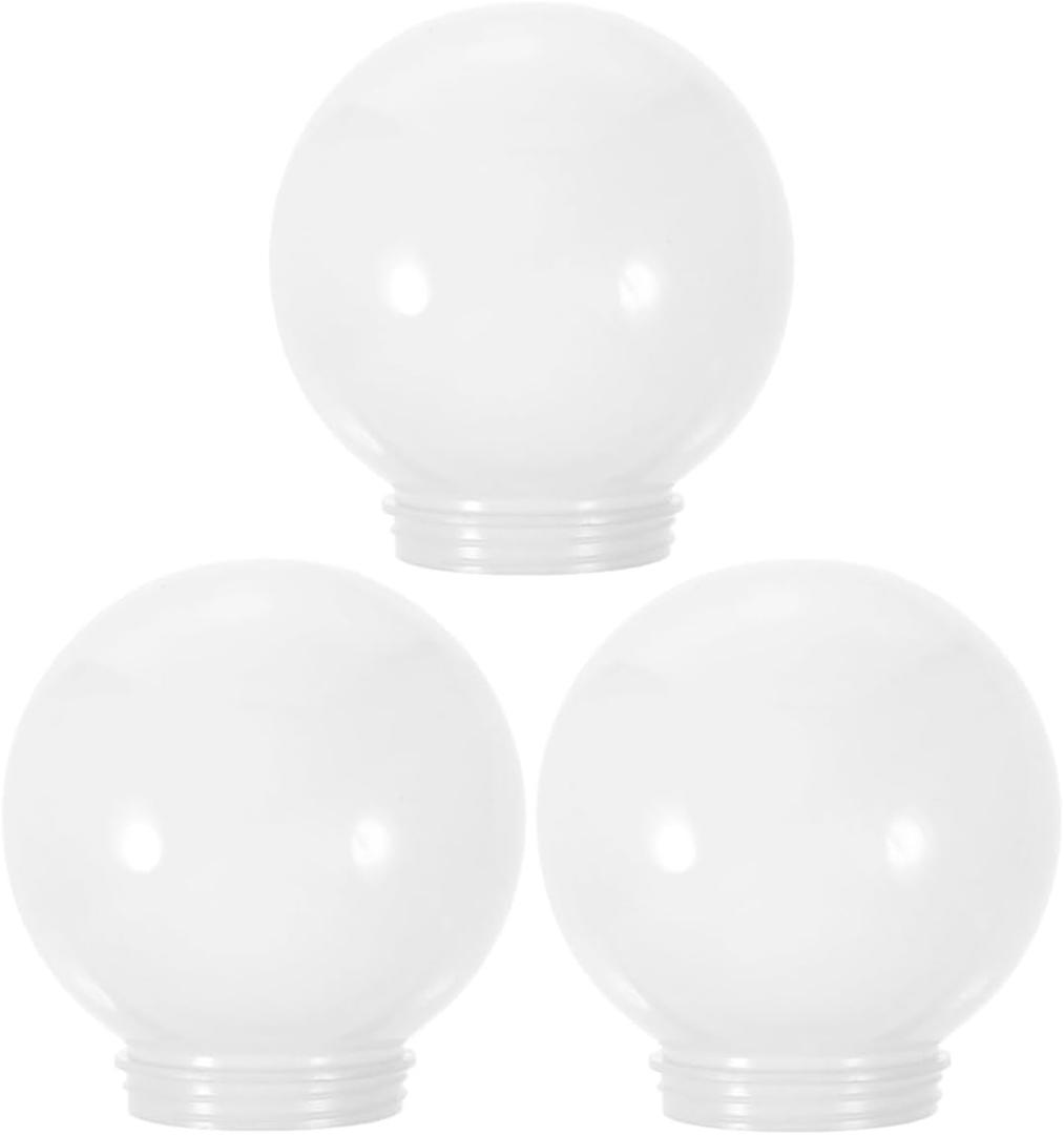 Lurrose 3 Pack Acrylic Globe Lamp Shade Replacement 5.90 Inch Round Ball Lampshade Cover for Indoor Outdoor Wall Street Light Fixtures