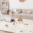 BG-BABYGO Baby Play Mat 50"*78" Foldable Foam Baby Play Mat for Floor Reversible Waterproof Playmats for Babies Boy and Toddlers Infants Edge Reinforcement Crawling Mat for Indoor&Outdoor&Travel